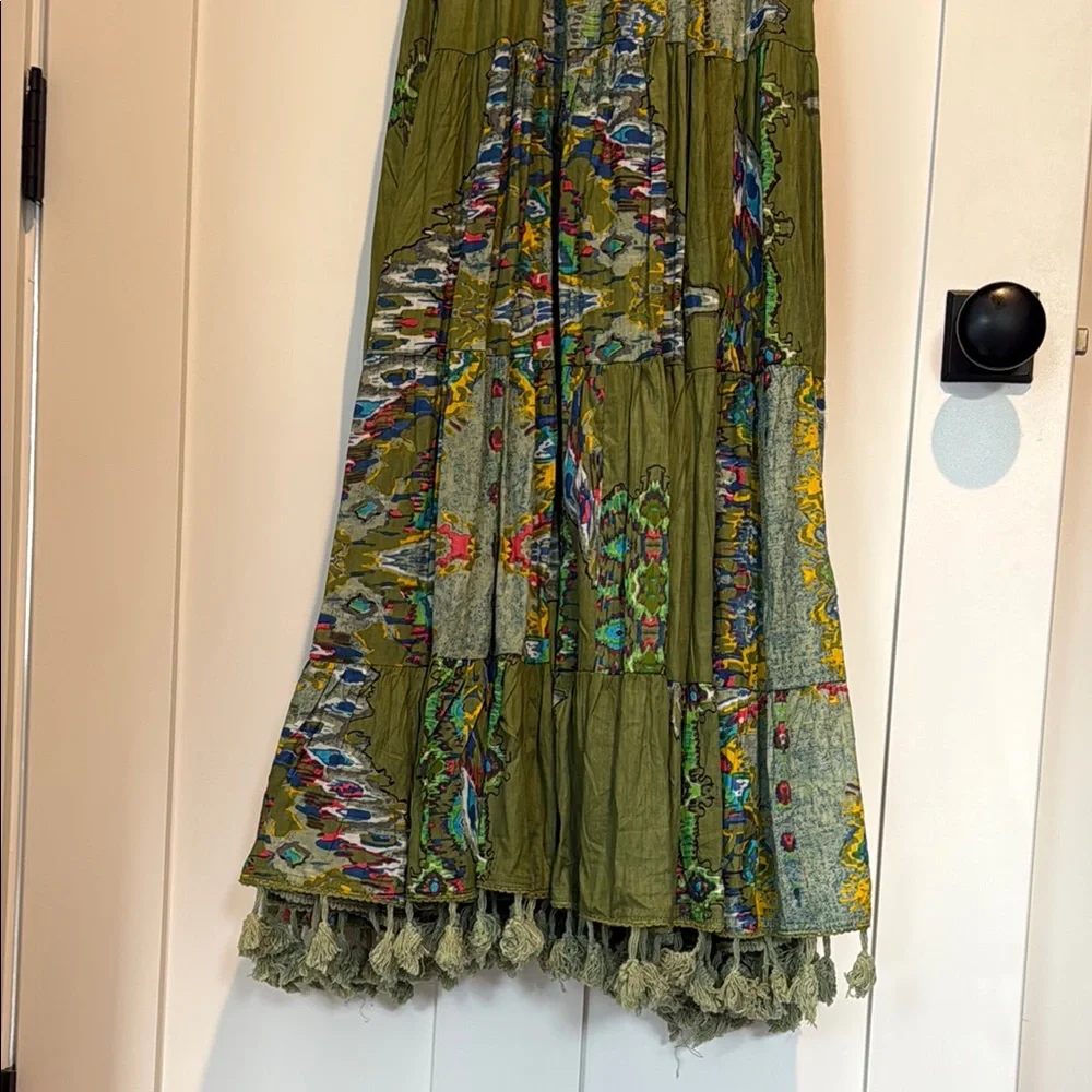 Anthropologie Green Tiered Maxi Dress with beaded detail - Picture 4 of 4